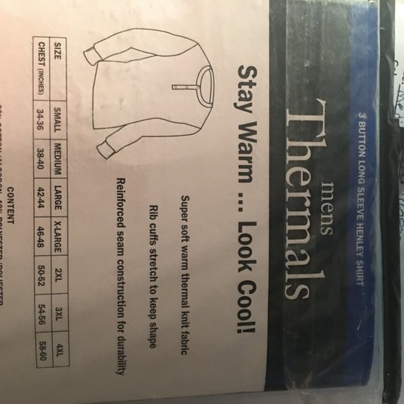 Joe Boxer 3 button LS Henley thermal shirts men's grey medium - Picture 3 of 6